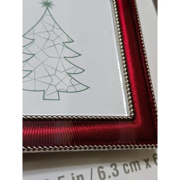 4/$20 STUDIO DECOR PICTURE FRAME Christmas tree ornament Red shiny PHOTO 2x2 - Picture 3 of 3